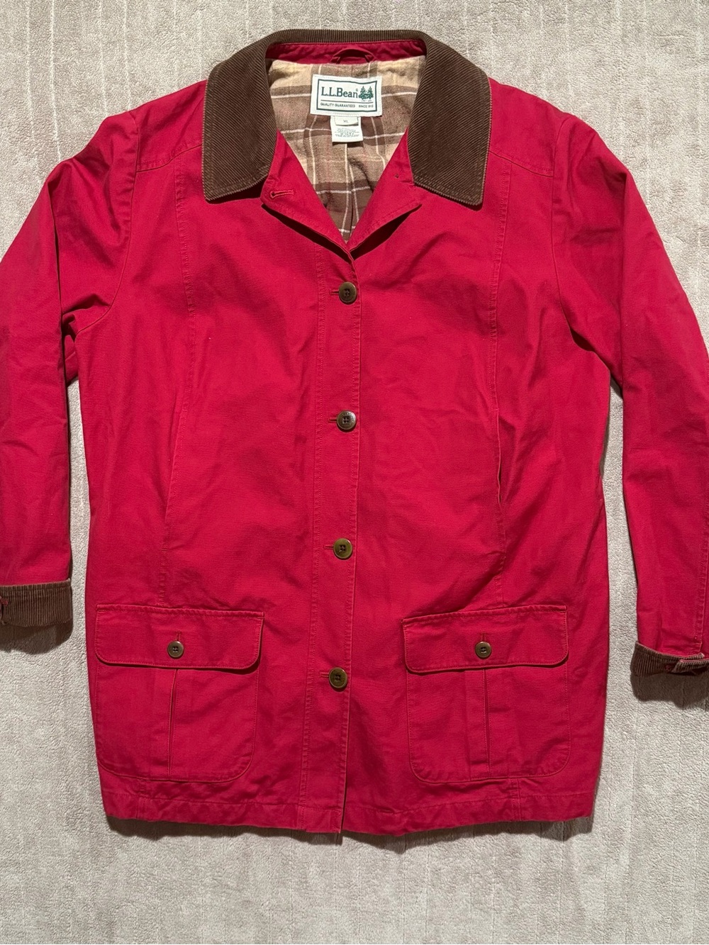 Vintage LL Bean Adirondack Chore Jacket Barn Coat Women’s XL Red Corduroy